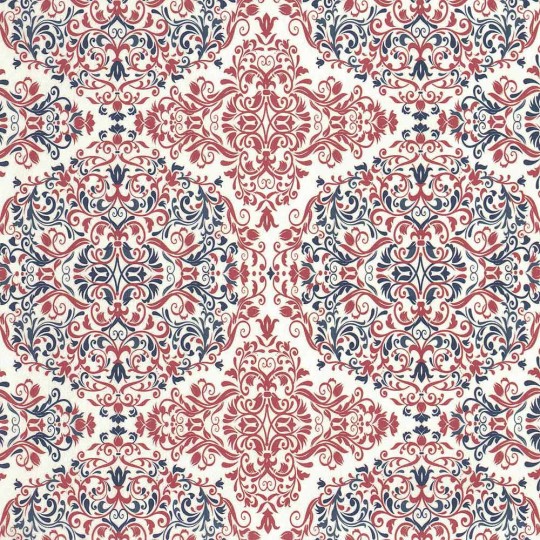 Red and Blue Tiled Flourishes Italian Paper